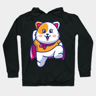 Cute super hero cat jumping cartoon Hoodie